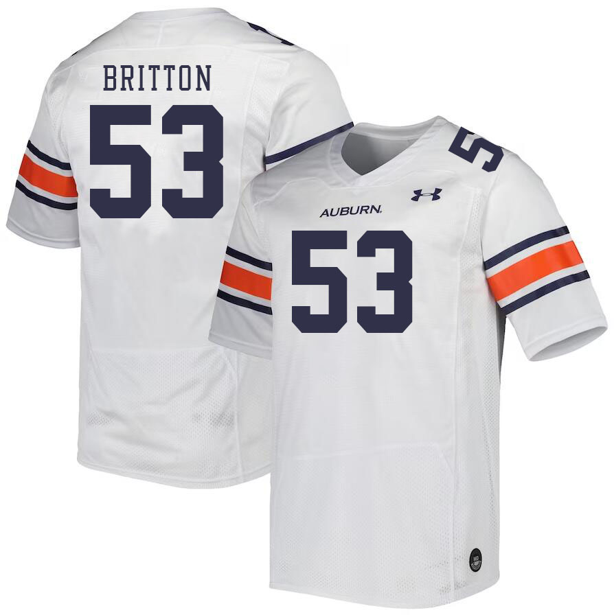 Men #53 Gunner Britton Auburn Tigers College Football Jerseys Stitched-White - Click Image to Close